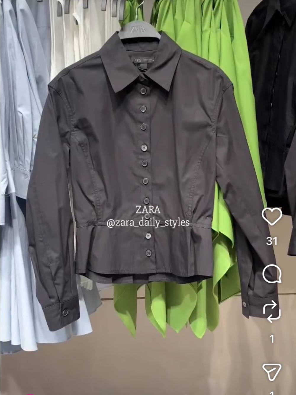 Zara Dark Gray Button-Front Camisole Blouse